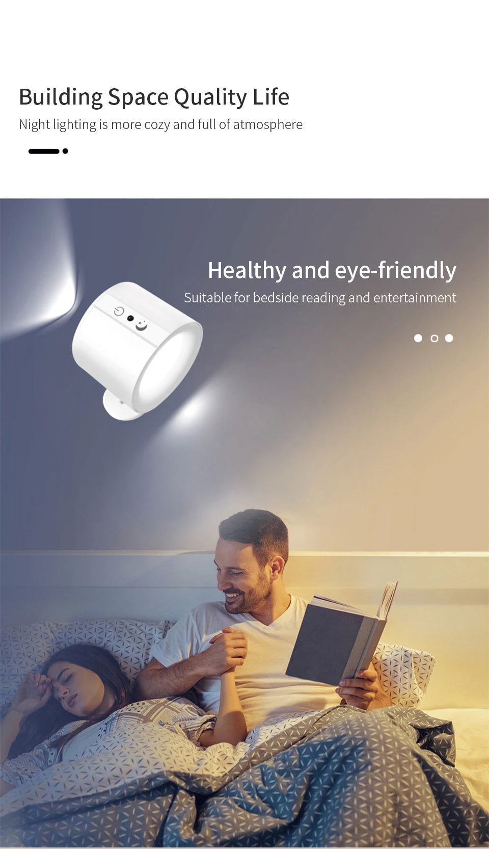 LED Wall Sconces with Touch Control and 360 Rotation - Smarsty