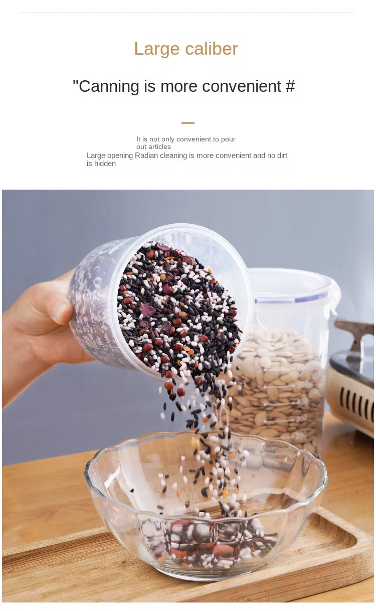 4Pcs Sealed Storage Box Transparent Kitchen Food Grain Organizer Storage Tank Plastic Large capacity Moisture-proof Sealed Jars