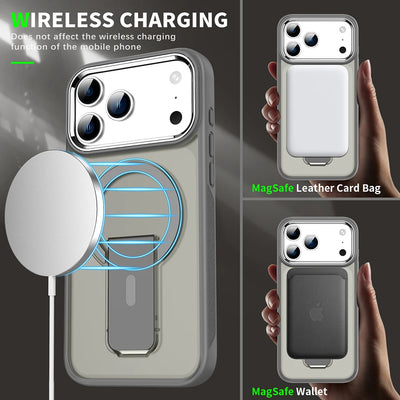 Luxury For Magsafe Phone Case For iPhone 17 Pro Max Air Magnetic Wireless Charge Folding Stand Holder Matte Cover Cases