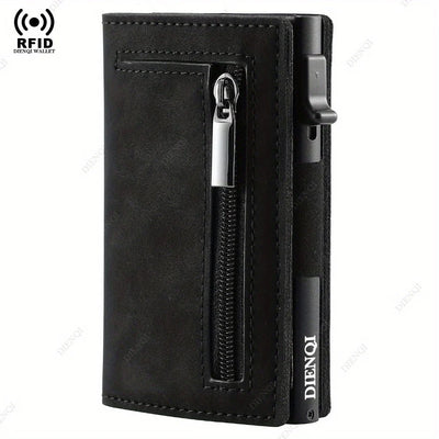 Magnetic Credit Card Holder Luxury Men Wallet Rfid Blocking Pop Up Minimalist Wallet Leather Bank Cardholder Case Vallet for Men - Smarsty