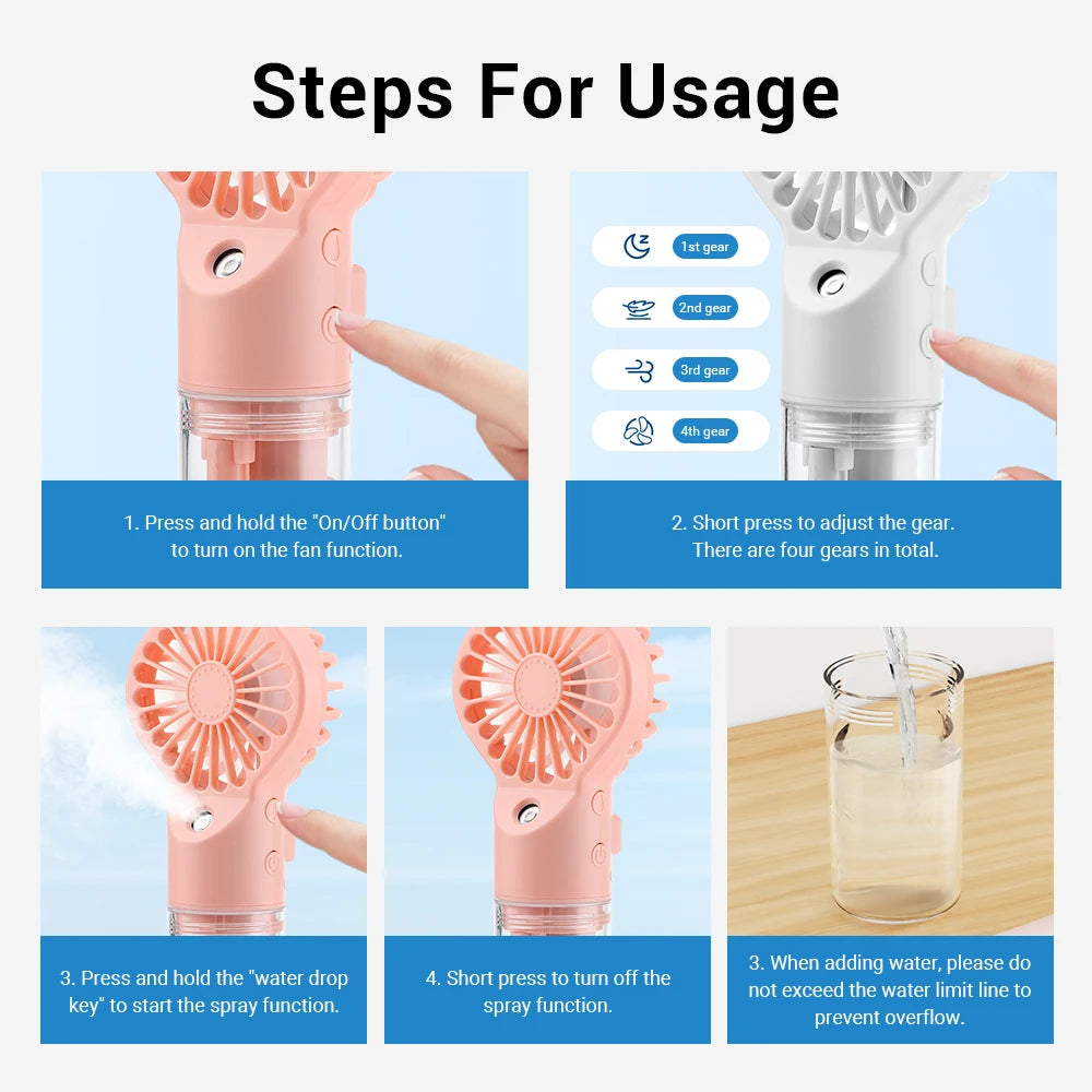 Portable Mini Handheld Humidifier Fan with Mist - Smarsty