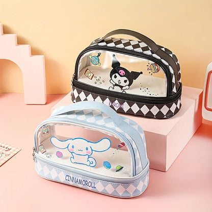Hello Kitty & Kuromi PU Material Cosmetic Bag, Cinnamoroll Large Capacity School Supplies Organizer, With Organizer Compartment - Smarsty
