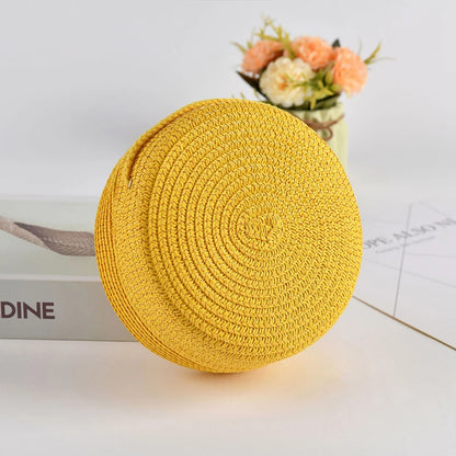 Round Straw Bag For Women Woven Handmade Shoulder Bag - Smarsty