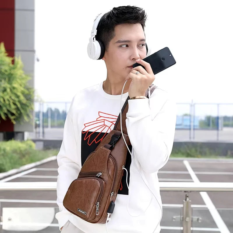 Mens USB Chest Bag With Portable Charging Crossbody - Smarsty