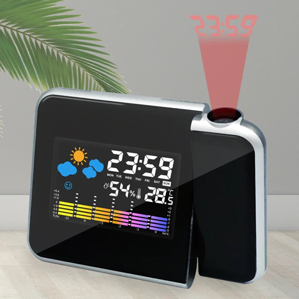 Color Screen Digital Projection Alarm Clock with Rotating Display - Smarsty