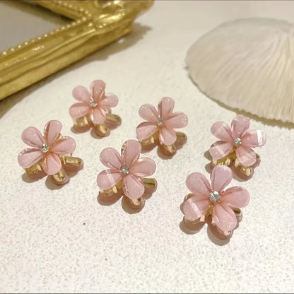 Flower Shaped Hair Grab Clips with Faux Pearl Accents - Smarsty