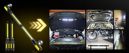 Dual Magnetic Work Lights 2 in 1, 2400LM Rechargeable Underhood Light,360° Rotation with Hooks for Car Repair, Garage, Emergency