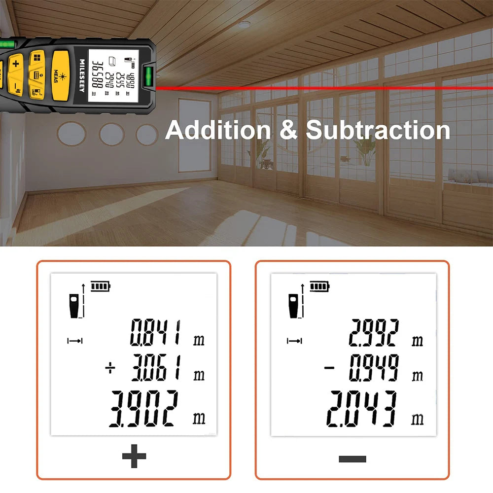 MILESEEY Laser Tape Measure with Multi Measurement Functions - Smarsty