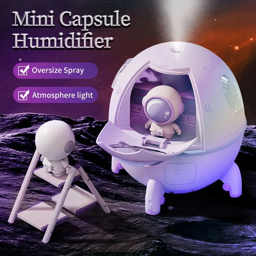 USB Rechargeable Space Capsule Air Humidifier with Colorful Light - Smarsty