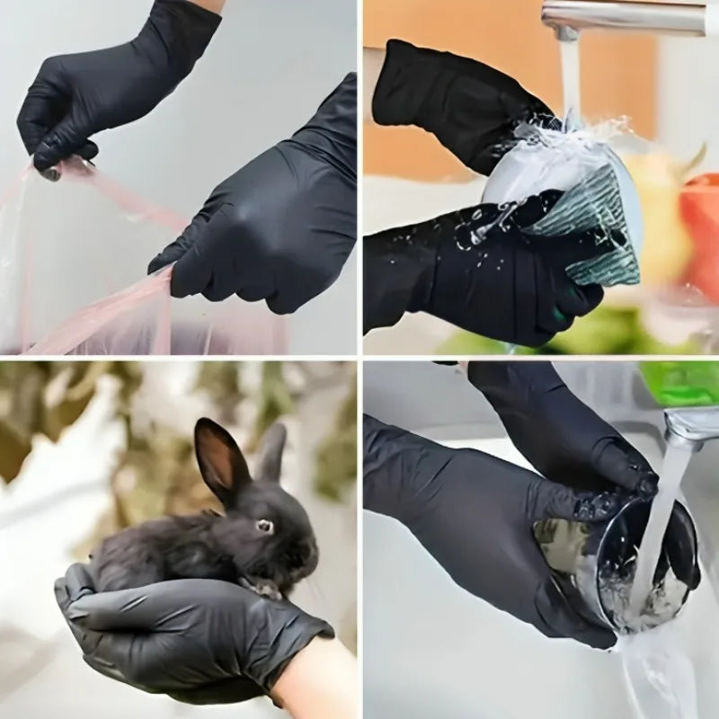 20/50/100PCS Disposable Black Nitrile Gloves for Household Use Latex Free Powder Free Cleaning Gloves Tattoo  Hairdressing Tools - Smarsty