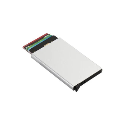 Automatic Flip Card Side Push Card Holder Sleeve Large Capacity 12 Cards Slot Metal Cards Box Men Credit Card Anti-theft Wallets - Smarsty