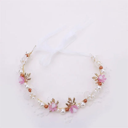 Bohemian Pearl Flower Headband For Girls Wedding Bridal - Smarsty