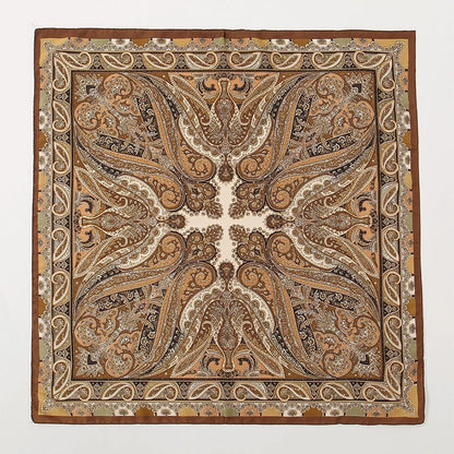 Bohemian Silk Square Scarf for Women Luxury Floral Print - Smarsty