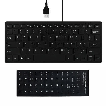 Ultra Thin USB 2.0 Wired Keyboard Mini 78 Keys Multimedia