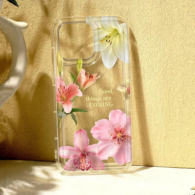 Clear Floral Phone Case Anti Fingerprint For iPhone 15 16 17 - Smarsty