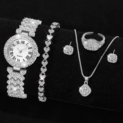 Luxury Silver Women's Quartz Watch Set for Her - Smarsty