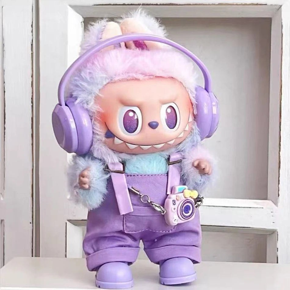15/17Cm For Labubu Clothes Dolls Sitting Party 1St 2Nd 3Rd Headphones Overalls Shoes Set Apparel Accessories Lovely Outfit Gifts - Smarsty