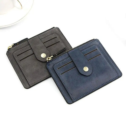 Luxury Small Men's Credit ID Card Holder Wallet Male Slim Leather Wallet with Coin Pocket Brand Designer Purse for Men Women - Smarsty