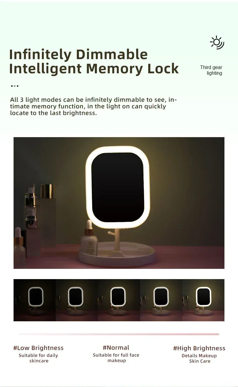 LED Vanity Mirror with Adjustable Three-Color Light - Smarsty