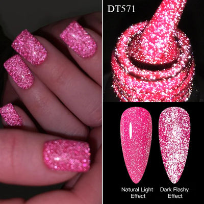 Pink Fluorescent Reflective Gel Nail Polish for Stunning Manicures - Smarsty