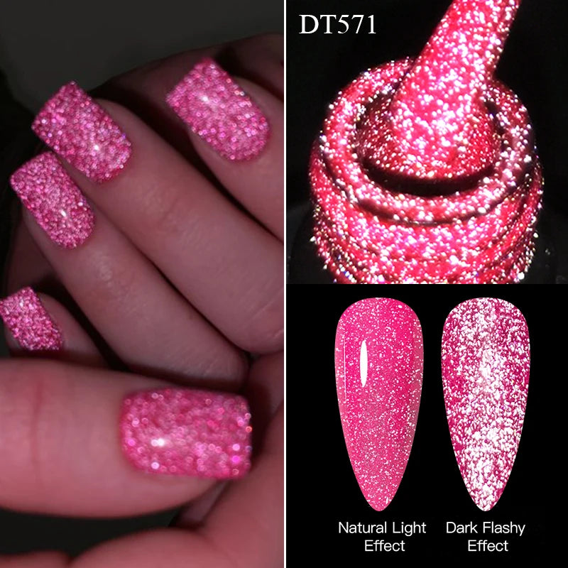 Pink Fluorescent Reflective Gel Nail Polish for Stunning Manicures - Smarsty