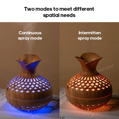 Wood Grain USB Humidifier for Hydration and Aromatherapy - Smarsty