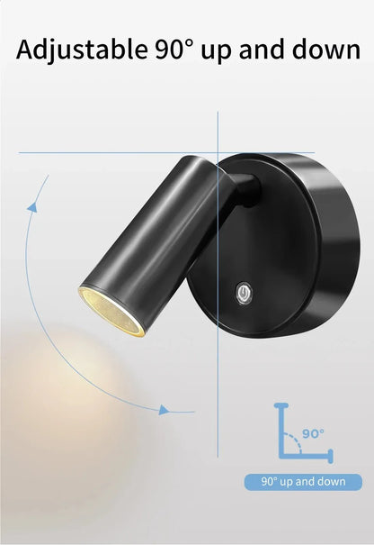 Dimmable LED Wireless USB Rechargeable Wall Spotlight - Smarsty