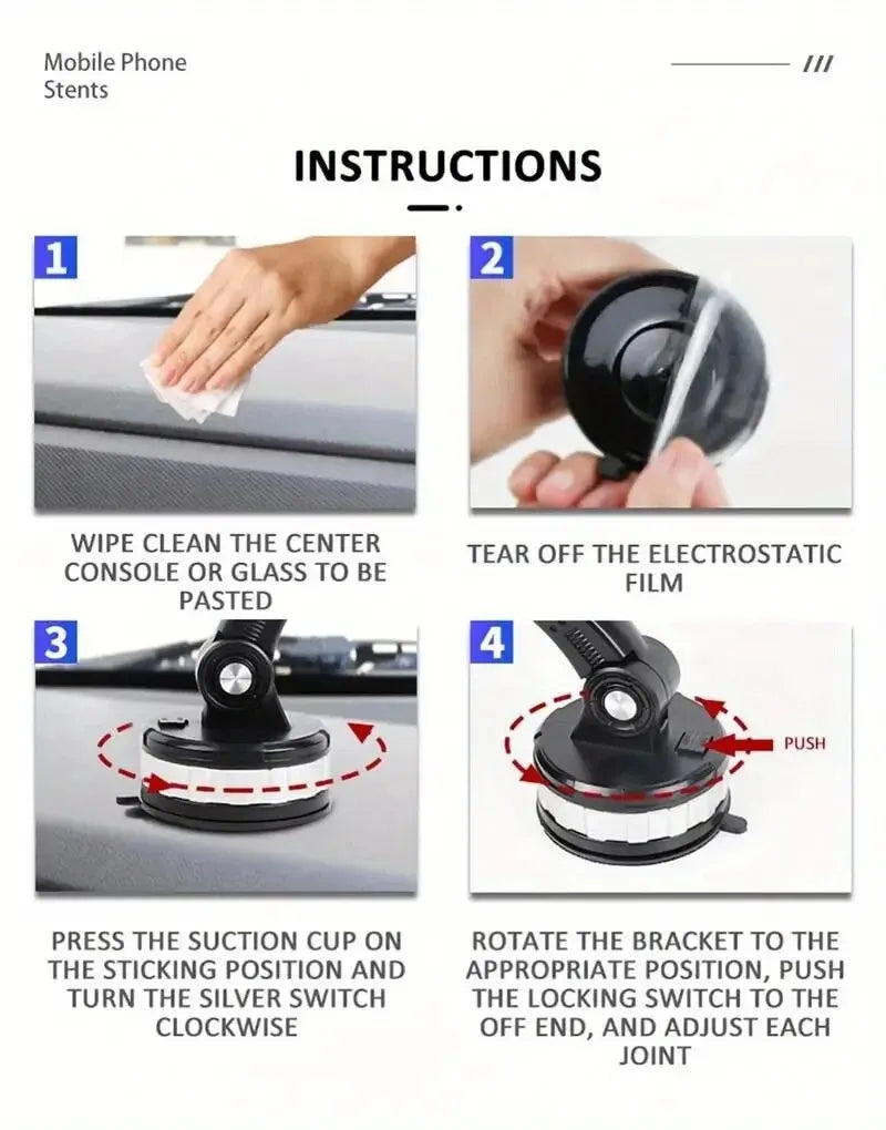 Universal Car Phone Holder Mount With Strong Suction Cup - Smarsty