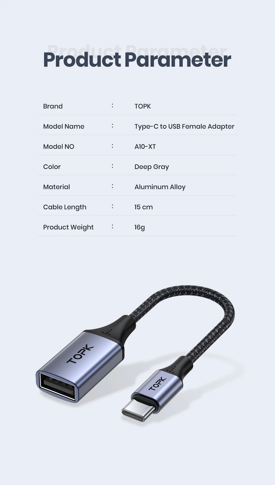 TOPK USB C to USB A Dapter OTG Cable Type C Male to USB 3.0 2.0 Female Cable for MacBook Pro Samsung Type C Adapter - Smarsty