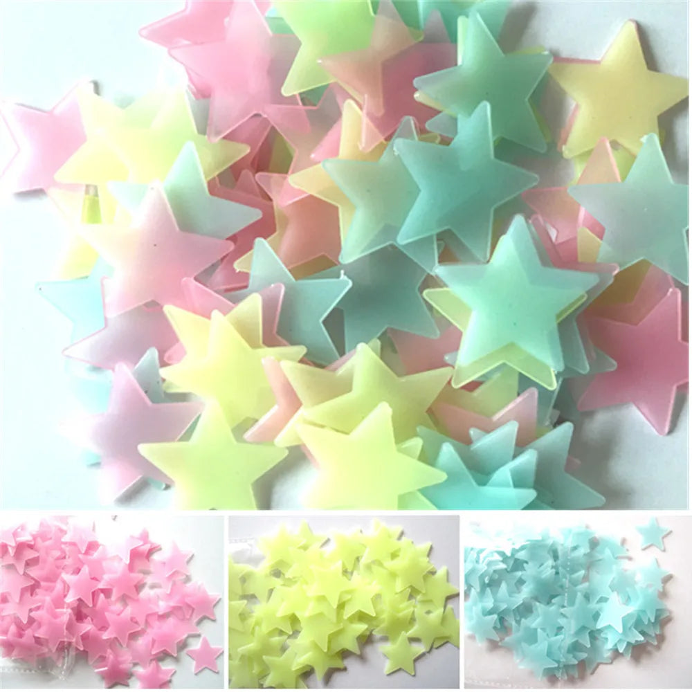 Fluorescent Glow in the Dark Stars Wall Stickers for Kids - Smarsty