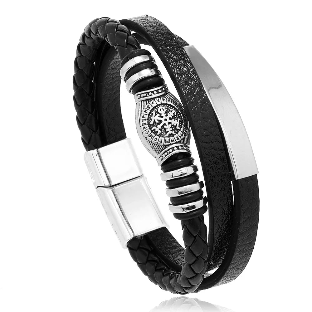 Trendy Leather Bracelets for Men with Stainless Steel Charm - Smarsty