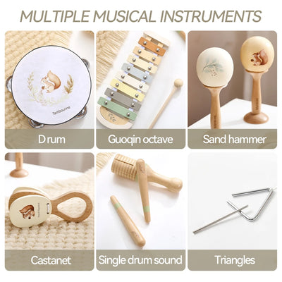 Musical Instruments Montessori Music Baby 0 12 Months Toys Drum Xylophone Kids Early Educational Wooden Instruments Baby Toys by Smarsty