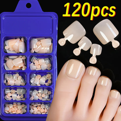 120 Pieces Pink Square Toe Nail Tips Full Cover Extensions - Smarsty