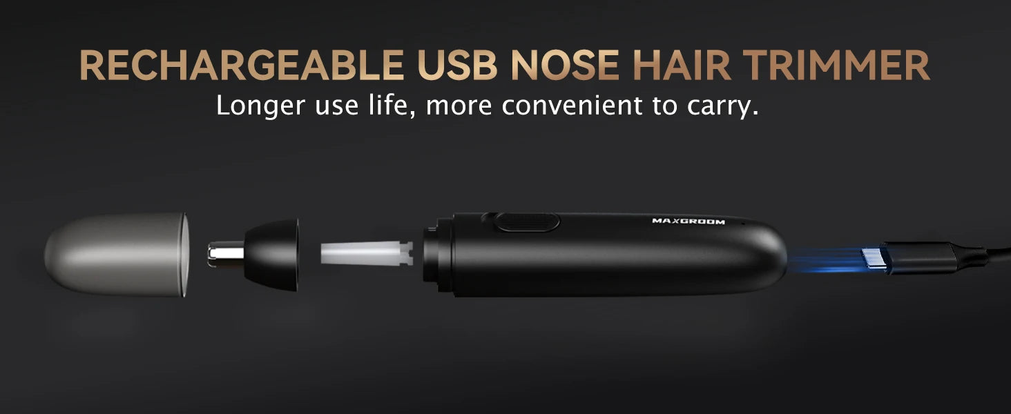 MAXGROOM Nose Hair Trimmer for Men Rechargeable 360 Rotating Dual-Blade Electric Shaver Eyebrows Nose Hair Trimmer Painless Safe - Smarsty