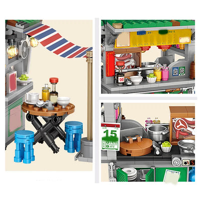 New Style Food Stall Braised Octopus Restaurant Mini Building Blocks by Smarsty