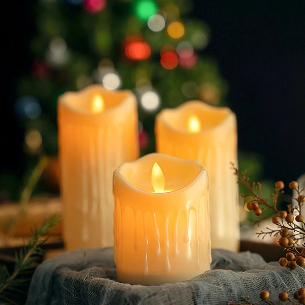 5cm Flameless LED Tealight Battery Operated Simulation Flickering Pillar Candles PP Candles Light Tear Shaped for Party Festive