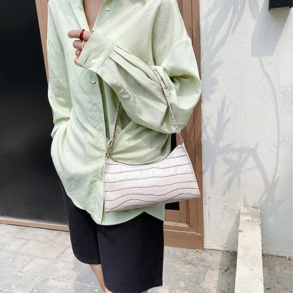 Retro Alligator Print PU Leather Small Women Handbag - Smarsty