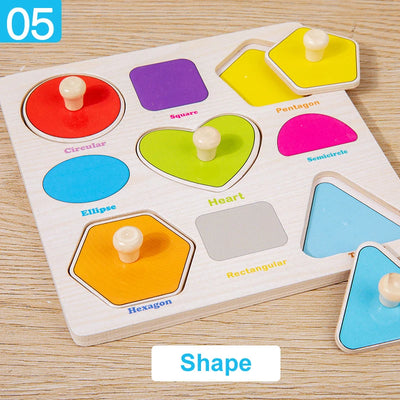 Wooden Puzzle Montessori Toys for Kids Cartoon Animal Traffic Hand Grab Boards Early Learning Educational Toys for Children - Smarsty