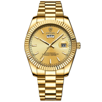 BINBOND Mens Waterproof Quartz Watch with Stainless Steel Band - Smarsty
