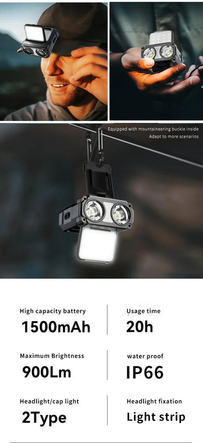 Ultra Bright Mini Rechargeable Head Lamp LED Clip on Cap Light Waterproof Sensor Hat Light Flashlight Headlamp for Fishing Camp by Smarsty