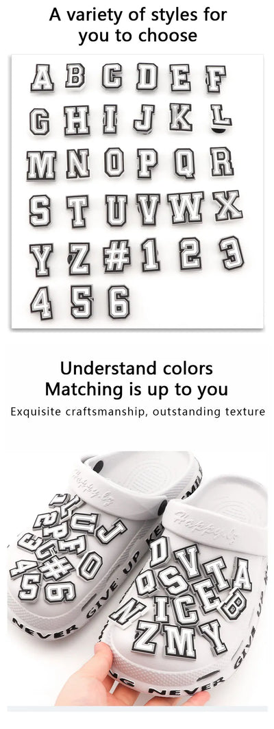 1 Pcs Letter Shoe Charms for Clog Sandals Shoe Decoration Number Alphabet Characters DIY Shoes Pins for Boy Girl Men Women - Smarsty