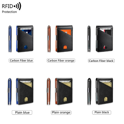 Minimalist men's wallet RFID anti-theft brush double fold cross front pocket portable card holder 12 card multifunctional wallet - Smarsty