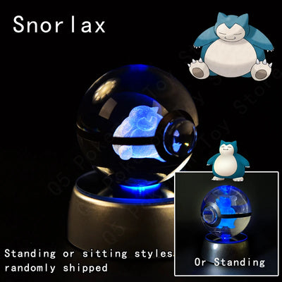 Pokemon Crystal Ball 3D Pikachu Mewtwo Mew Gengar Night Light Lamp Base Pokeball Crystal Pokemon Glass Ball Figure Birthday Gift - Smarsty