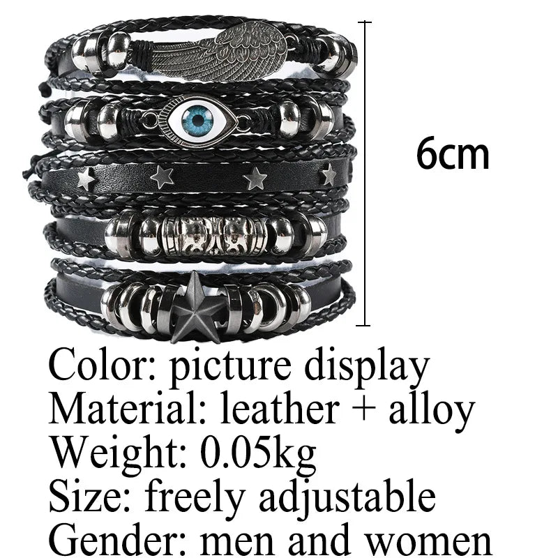 Viking Leather Bracelet For Men Adjustable Skull Design - Smarsty