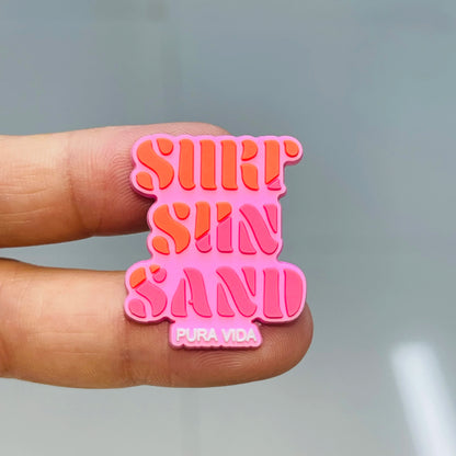 1pcs PVC Hawaii Summer Vibes Surf Sun Sand Aloha Coconut Turtle Shoe Charms Slippers Shoe Decoration Buckle Clog DIY Wristbands