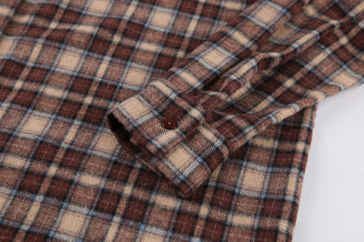 Spring Autumn Vintage Plaid Checkered Shirt Women's Long Sleeve Blouse Loose Single Breasted Casual Shirt - Smarsty