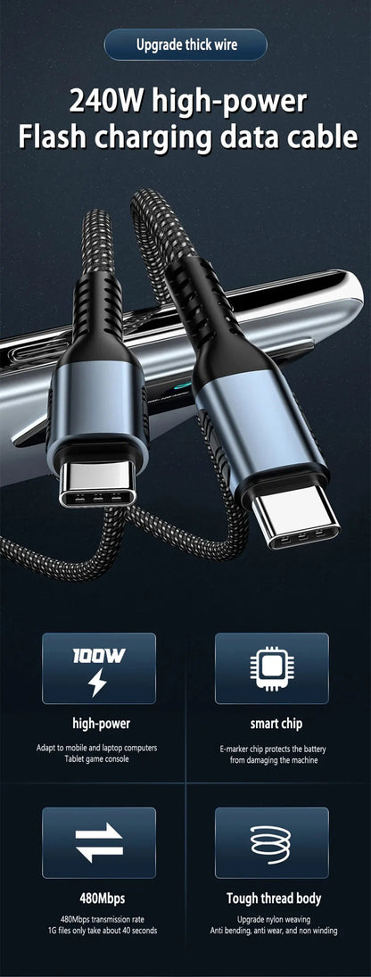 PD 240W Super Fast Charging Cable for Devices - Smarsty