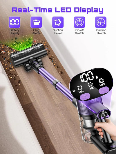 Cordless Vacuum Cleaner, 55Kpa/500W/45min 10 in 1 Powerful Stick Lightweight Vacuum Cleaner for Home Pet Hair/Hard Floor/Carpet - Smarsty