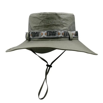 Summer Men Bucket Hat Outdoor UV Protection Wide Brim Panama Safari Hunting Hiking Hat Mesh Fisherman Hat Beach Sunscreen Cap - Smarsty