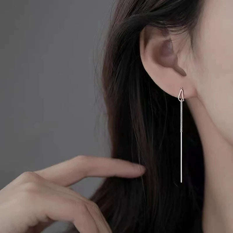 S925 Silver Tassel Drop Earrings for Women with Long Chains - Smarsty
